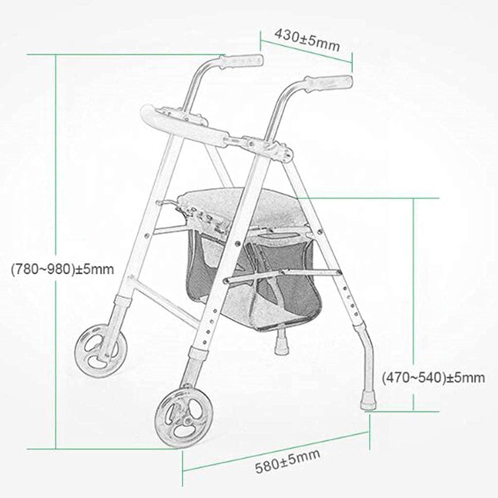 Rollator Walker Deambulatore Rollators Carrello pieghevole Carrello a mano a quattro ruote Acquista carrello per alimenti Bastone da passeggio antiscivolo