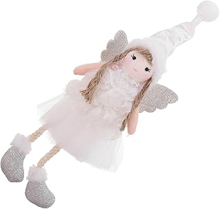 Abaodam Decoração Anjo De Natal Menina Pano Branco Natal Anjo Boneca Árvore De Natal Boneca De Anjo De Pelúcia Enfeite De Natal Pingente De Boneca De Anjo Pingente De Árvore De Natal
