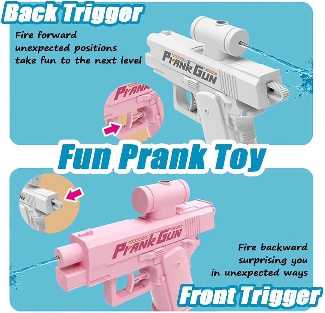 Prank Water Gun - Doppelseitige Wasserpistole Für Streiche Vorne & Hinten - 3er Set Blau