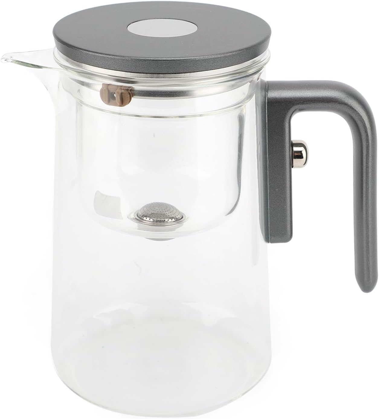 Glass Teapot with Removable Infuser, 800ml Water Separation Press Control Tea Kettle with Strainer, Stainless Steel Handle, Tea Pot Removable Glass Teapot for Home Restaurant