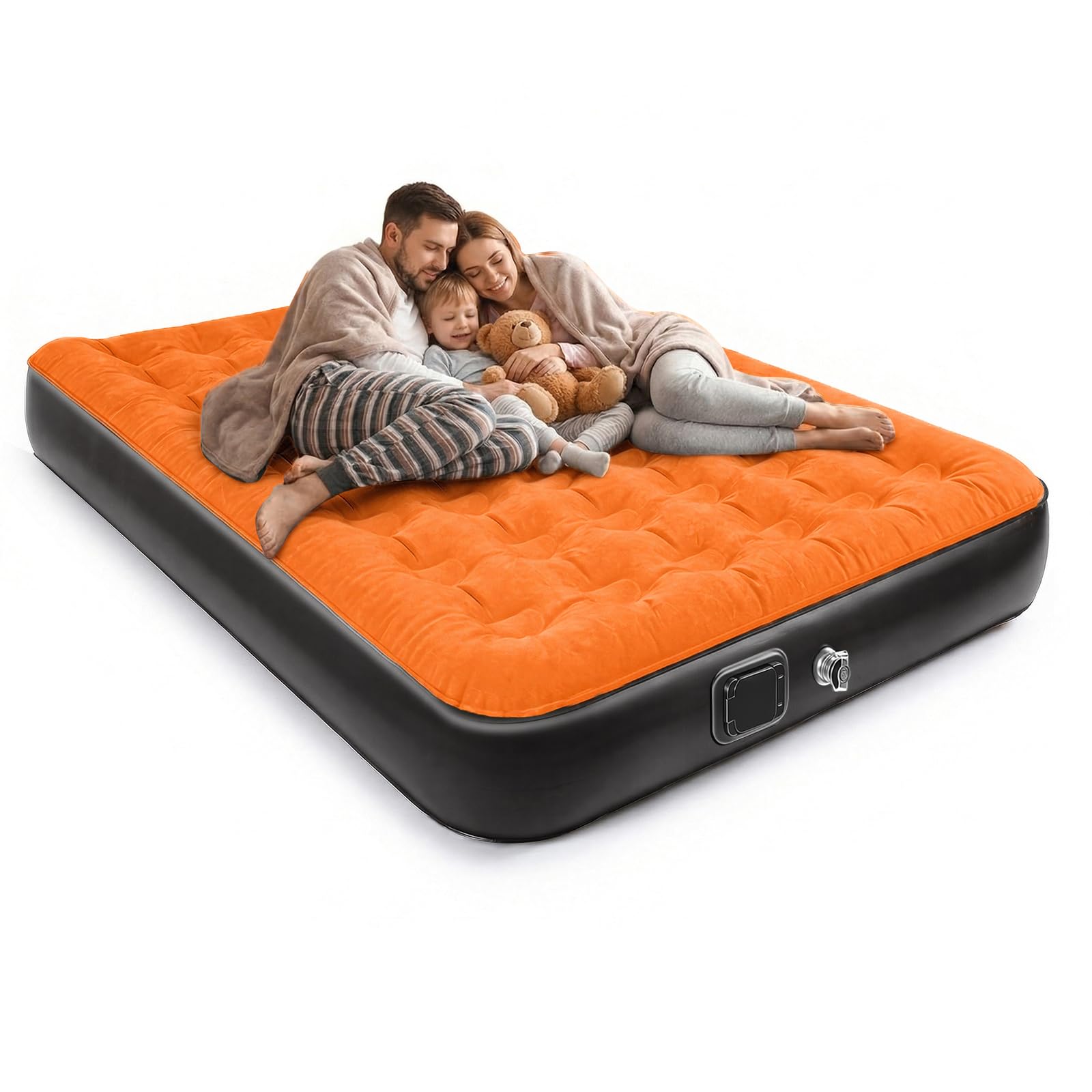 SnagShill Luftmatratze Selbstaufblasend, Aufblasbare Matratze mit integrierter Pumpe Aufblasen 3 Min, Luftbett Königgröße für Heim Camping Reise | 200 x 150 x 25 cm