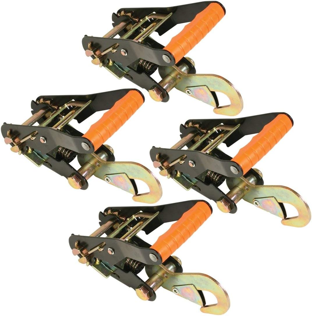 VULCAN Ratchet Buckle - Snap Hook Ratchets - 2 Inch Wide Handle - PROSeries - 4 Pack - 3,300 Pound Safe Working Load