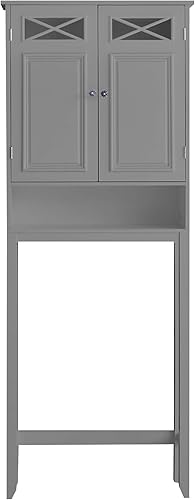 Miniatura 6 de Teamson Home Dawson - Armario de madera contemporáneo para guardar espacio sobre el inodoro, con dos puertas para baños, color gris