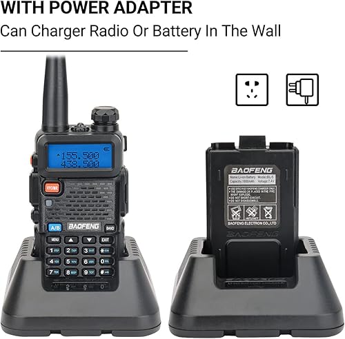 Miniatura 3 de Paquete de 2 radios de jamón Baofeng UV-5R, radio bidireccional portátil, recargable de largo alcance, radio de jamón de mano Baofeng Walkie Talkie
