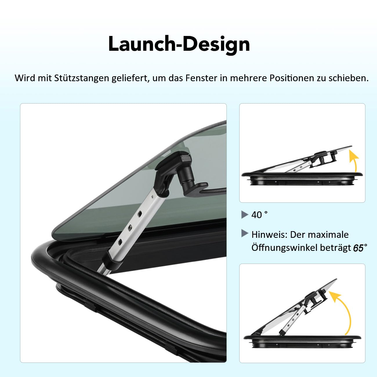 Wohnmobilfenster Ausstellfenster 700 x 400mm Wohnmobil Fenster Seitenfenster mit integriertem Rollo und Fliegengitter für RV Wohnwagen, Kastenwagen, Van, Camper, Auto, Bus, Boot