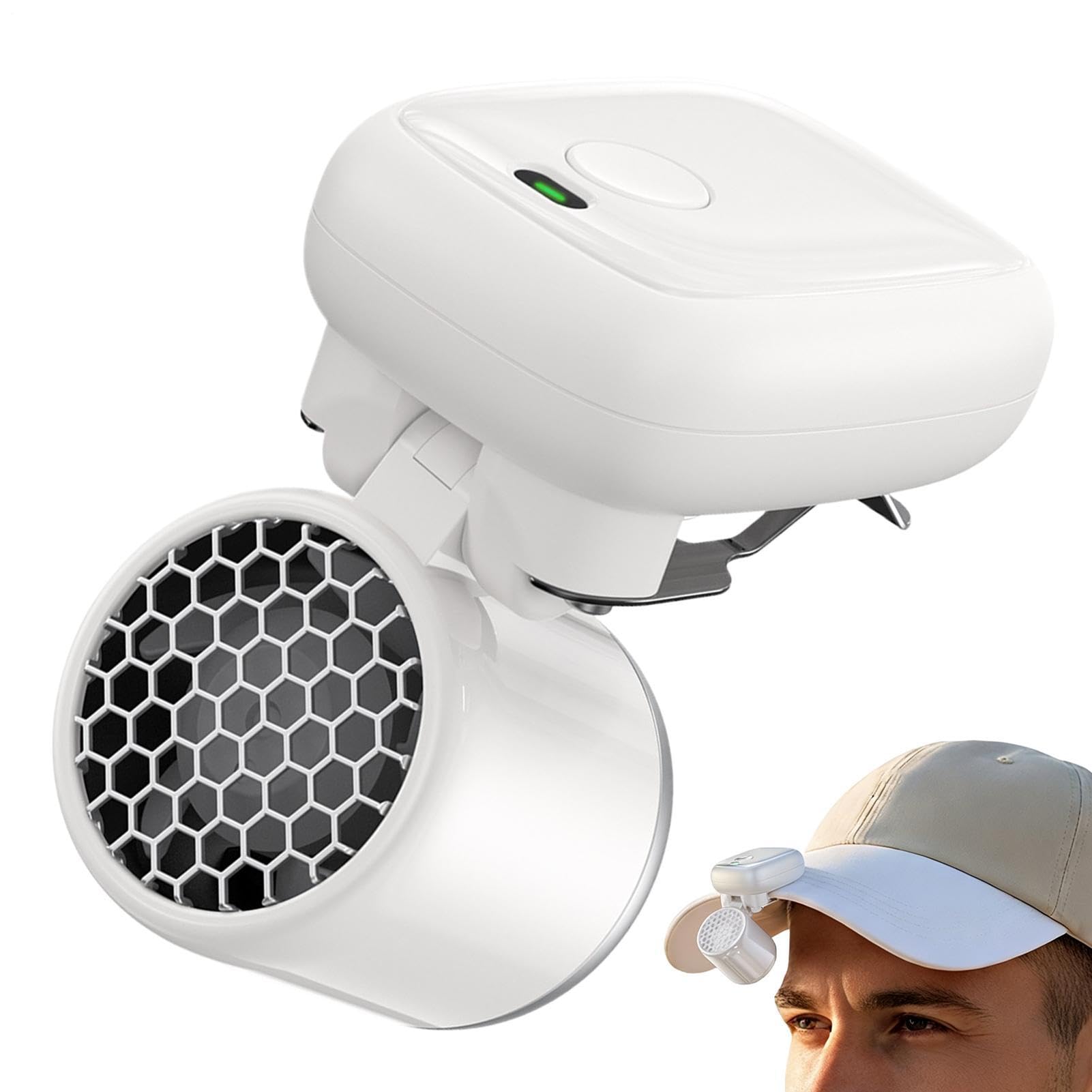 Ventilador con clip para sombrero recargable de 3 velocidades y motor silencioso para ropa