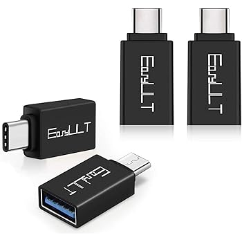 EasyULT Adattatore USB C a USB 3.0 [4 Pezzi], Adattatore Tipo-C a USB A con OTG Connettore Alta velocità Compatible per Galaxy S8/LG Q8/OnePlus 5T/Honor 9 e Altri Dispositivi USB C (Nero)