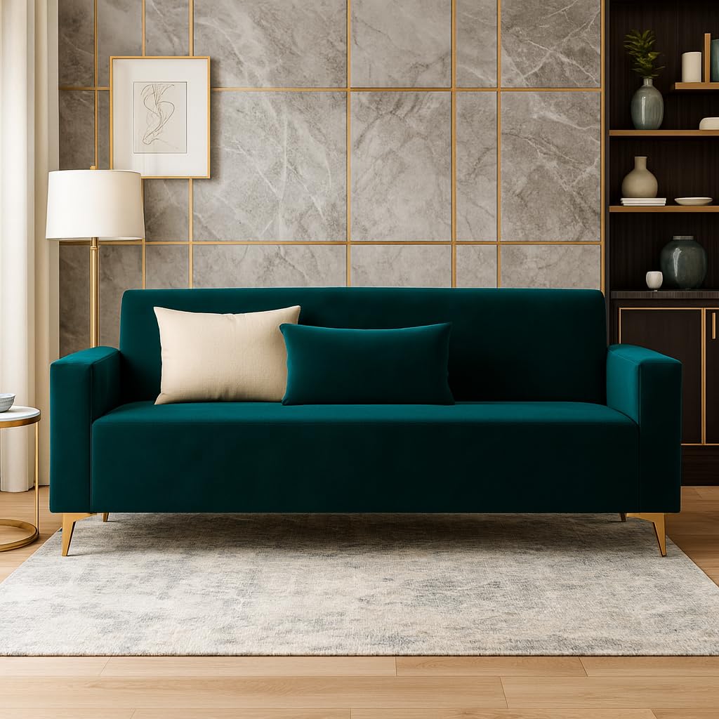 Solaro 3 Seater Sofa Set | Modern Design | Plush Comfort Cushions for Living Room (Greenish Teal) Solaro 3 Seater Sofa Set | Modern Design | Plush Comfort Cushions for Living Room (Greenish Teal)