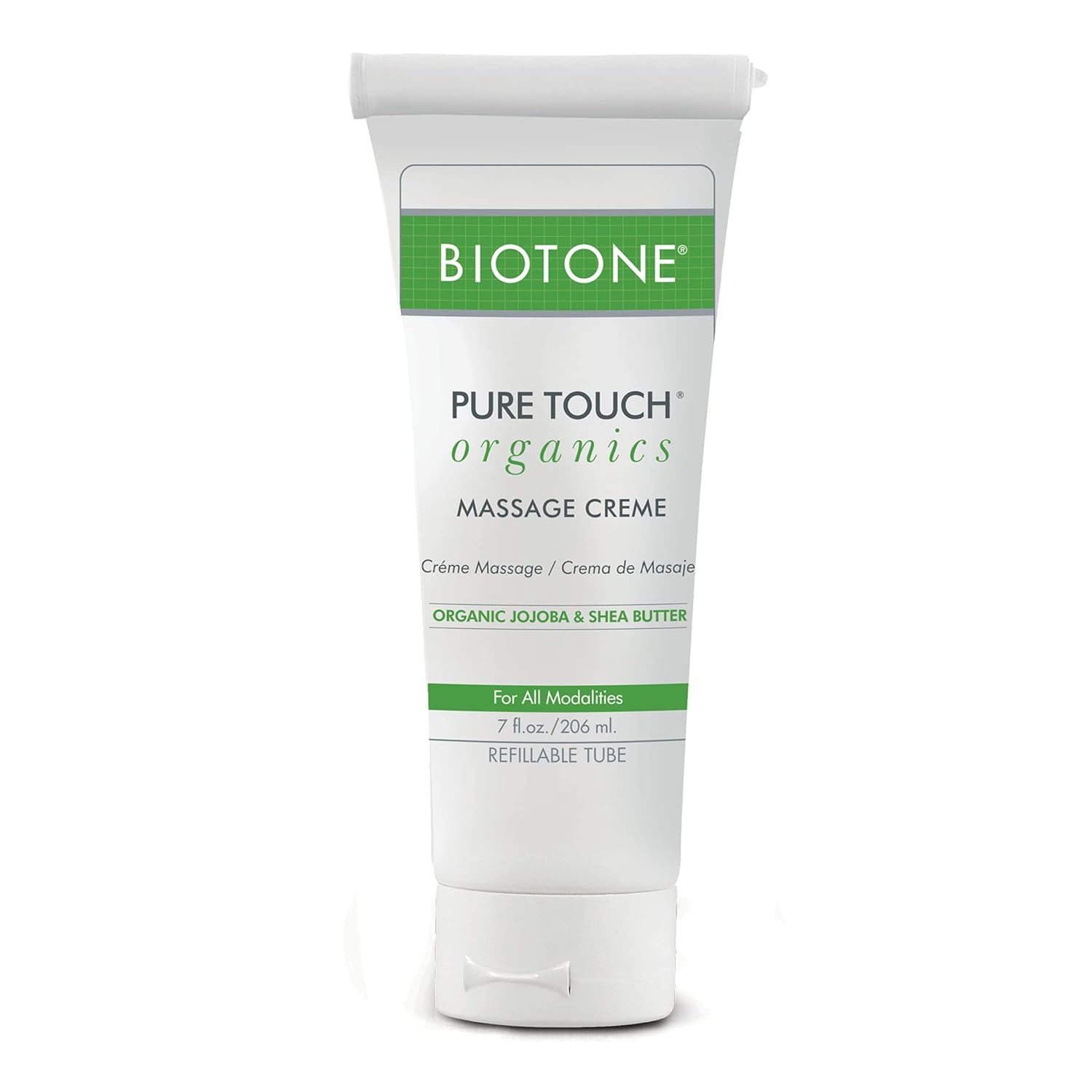 BIOTONE Pure Touch Organics Massage Crème, True Organic Massage, Rich Texture, Silky Glide, Soothing Ingredients, Healing Botanicals – 7 Ounce
