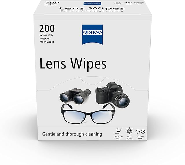 ZEISS Lens Wipes, Lens Cleaner for Glasses, Cameras & Binoculars, Individually Packed Single Use Disposable Cloths in Sachets, for Handy and Portable Spectacle Cleaning On The Go  Pack of 200