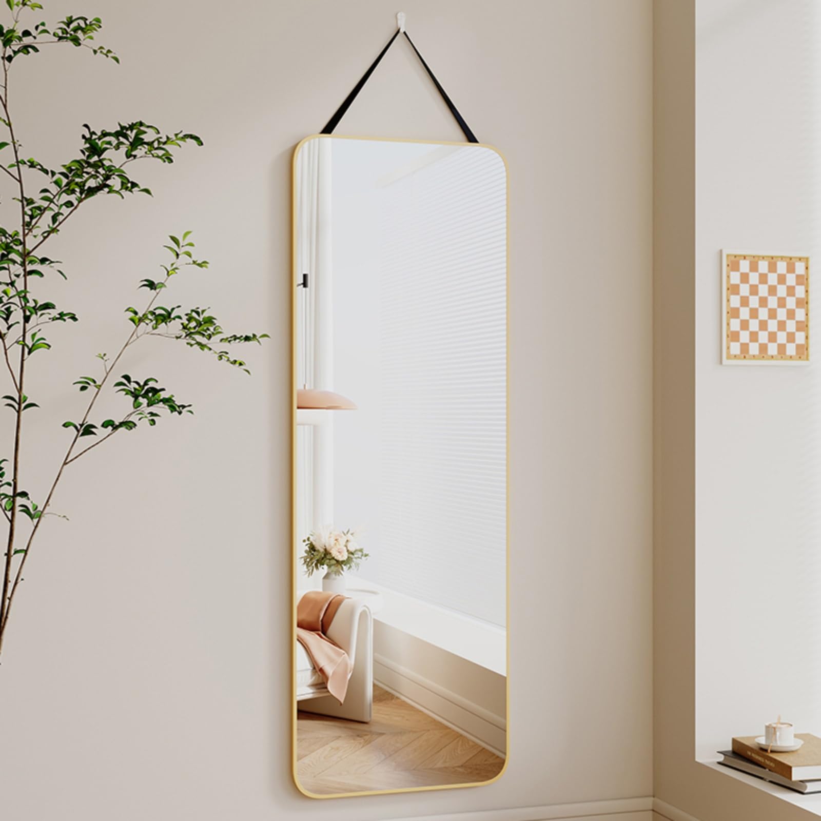 Miroir mural pleine longueur élégant de 155x45 cm pour dressing et armoire