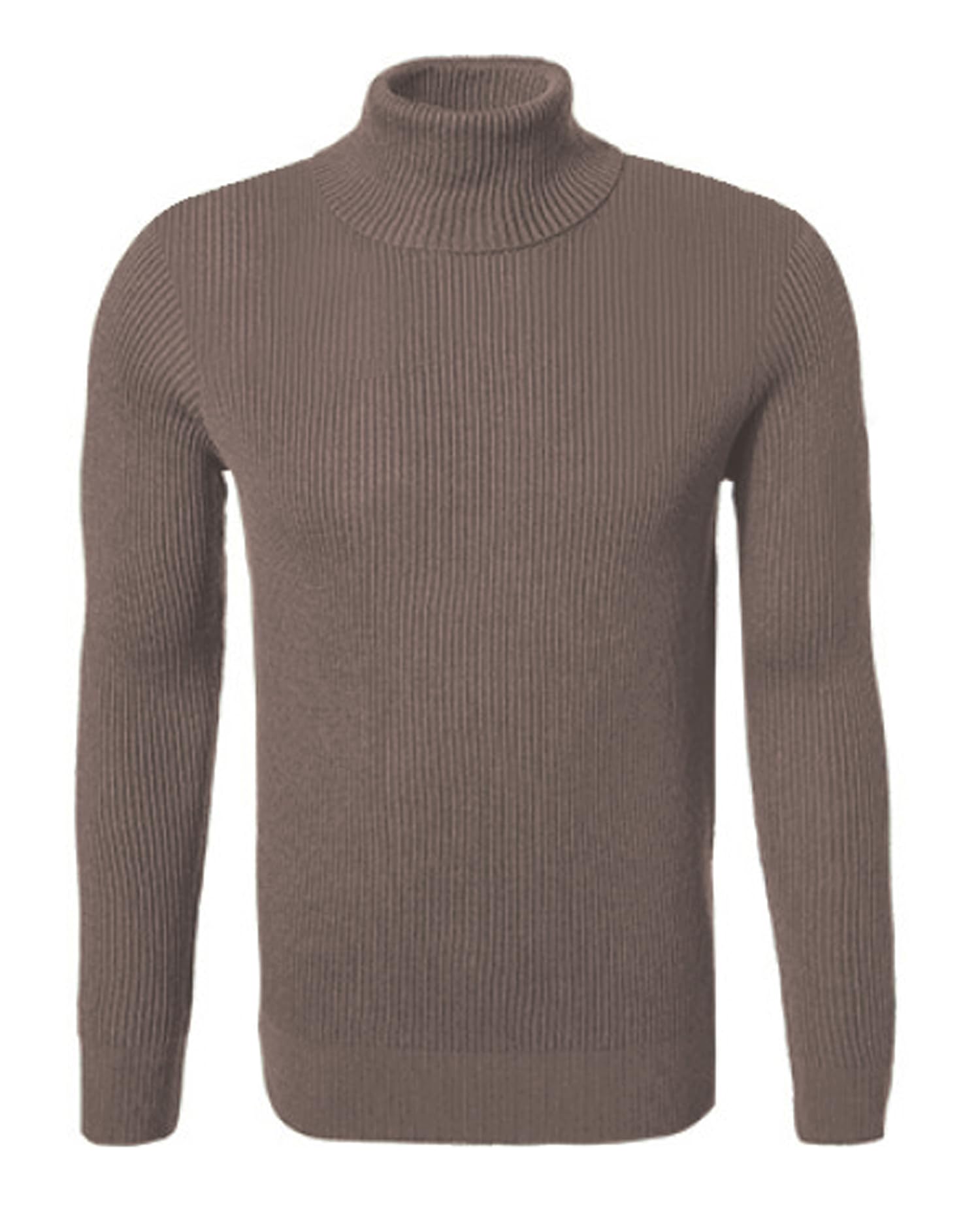 Hann Brooks Men's Coffee Warm Thick Cotton Classic Fit Roll Polo Turtle Neck Ribbed Textured Jumper Pullover Top (Uk, Alpha, M, Regular, Regular, )