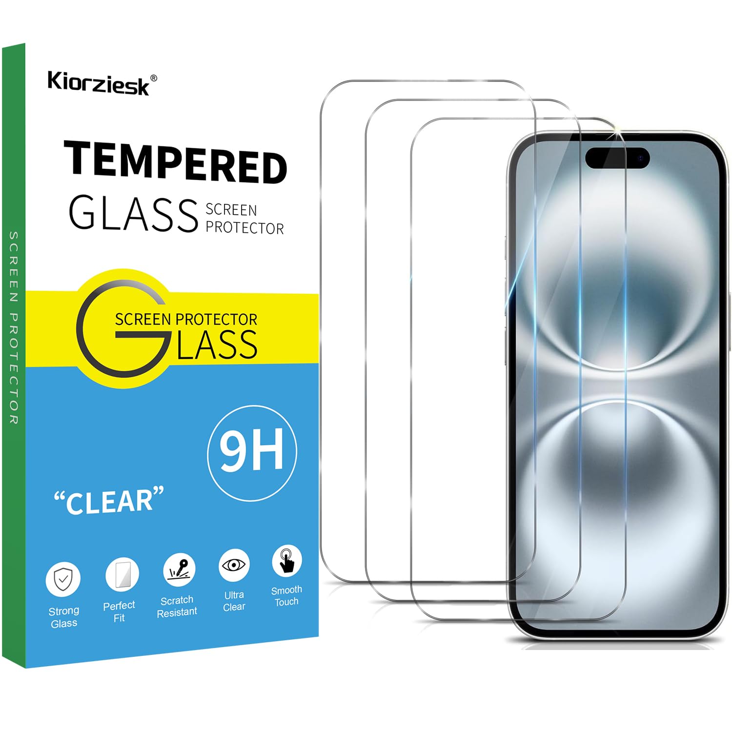 3 Piezas Protector Pantalla para iPhone 16 Plus, iPhone 15 Pro Max, iPhone 15 Plus, Cristal Vidrio Templado HD Clara Antiarañazos Antihuellas Sin Burbujas Dureza 9H Completo 6,7 Pulgadas Transparente