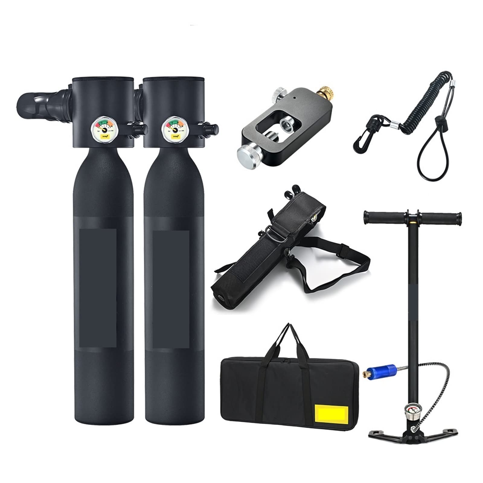 Portable Dive Cylinder, 0.5L Mini Oxygen Cylinder Diving Teaching Underwater Breathing Equipment(Nero)