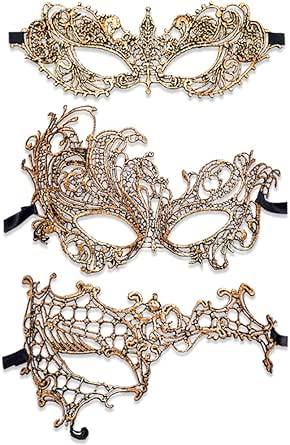 Lot De 2 Masques Vénitiens WLVinson - Pour Bal Masqué, Couple Homme/femme - Déguisement élégant