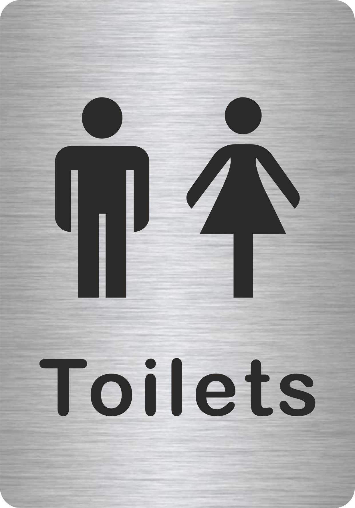 Customcard Ltd Set of 3 Aluminium Signs: Toilets, Male, Female sign-high quality, brushed silver finish with tape on the back