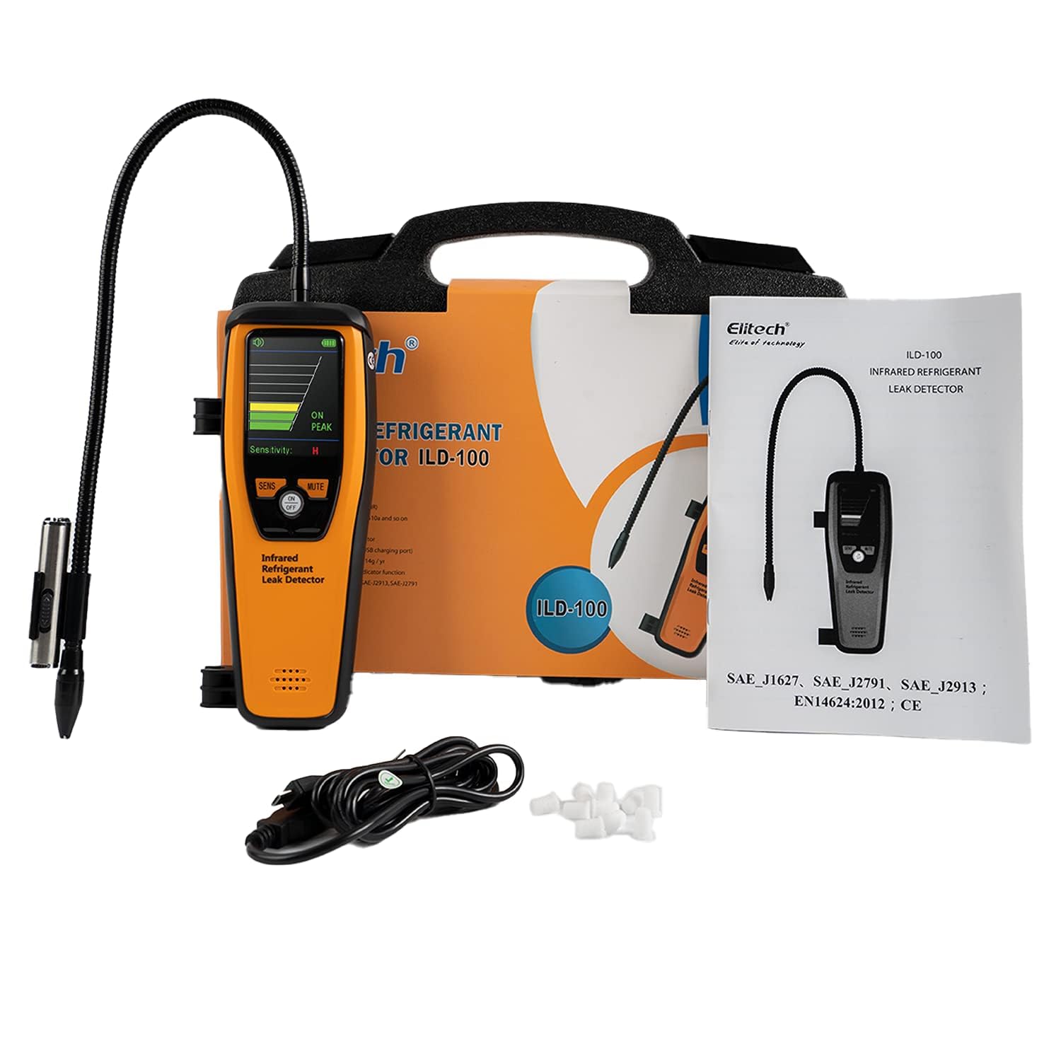 Elitech ILD-100 Détecteur de fuites de gaz réfrigérant Détecteur de fuites halogène HVAC Détecteur de fuites Infrarouge Haute précision