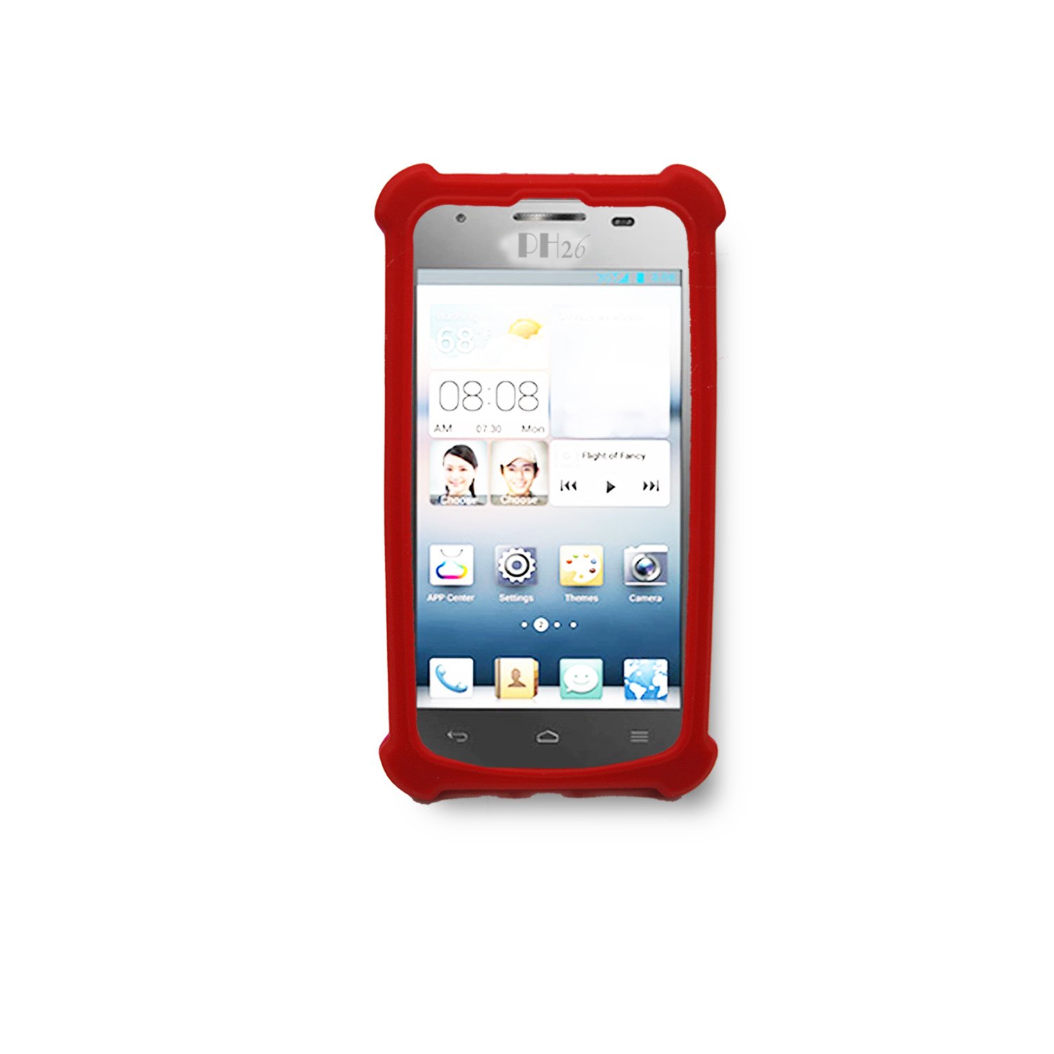 PH26® Custodia Bumper In Silicone Rosso Per Wiko U Feel Fab - Protezione Antiurto Con Angoli Rinforzati