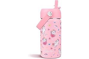 Charcy Unicorn Water Bottle for Kids, Portable Sports Straw Water Cup