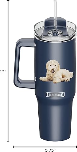 Miniatura 5 de SERENGETI - Vaso térmico de 40 onzas con asa y pajilla, aislado al vacío con popote y tapa, taza de viaje de acero inoxidable para amantes de las