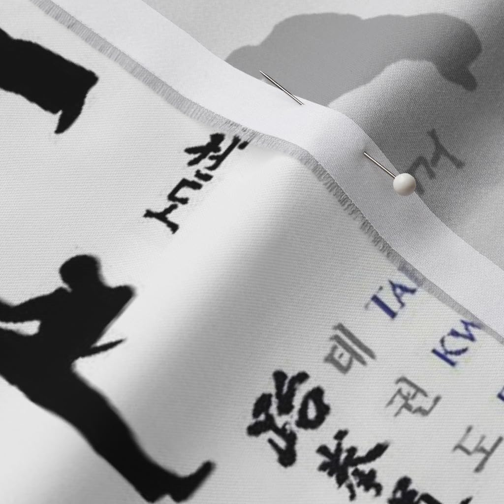 Spoonflower Fabric - Taekwondo Martial Arts Korean Fitness Health Sports Printed on Organic Cotton Sateen Fabric by The Yard - Sewing Quilting Apparel Home Decor