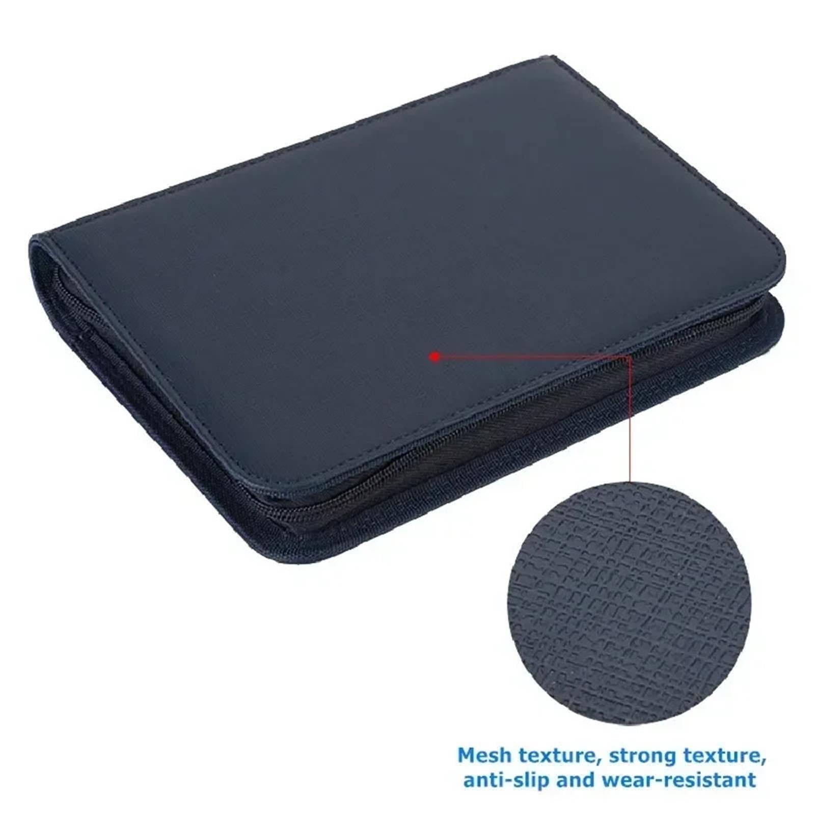 Raccoglitore di carte con cerniera in pelle PU a 160 tasche
