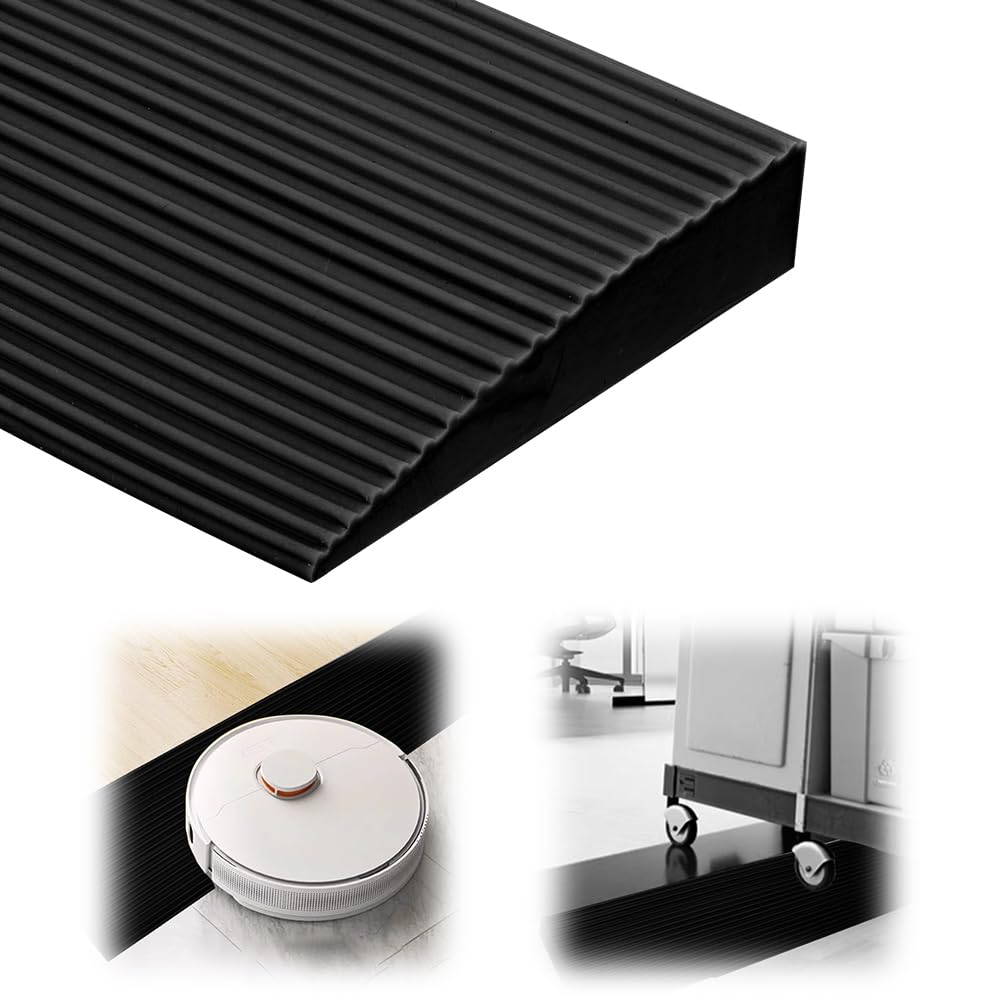 Rampa de umbral, rampa de umbral de puerta, rampa de PVC para sillas de ruedas, rampa para sillas de ruedas, andador o scooter eléctrico (negro, 90 x 8 x 3 cm)