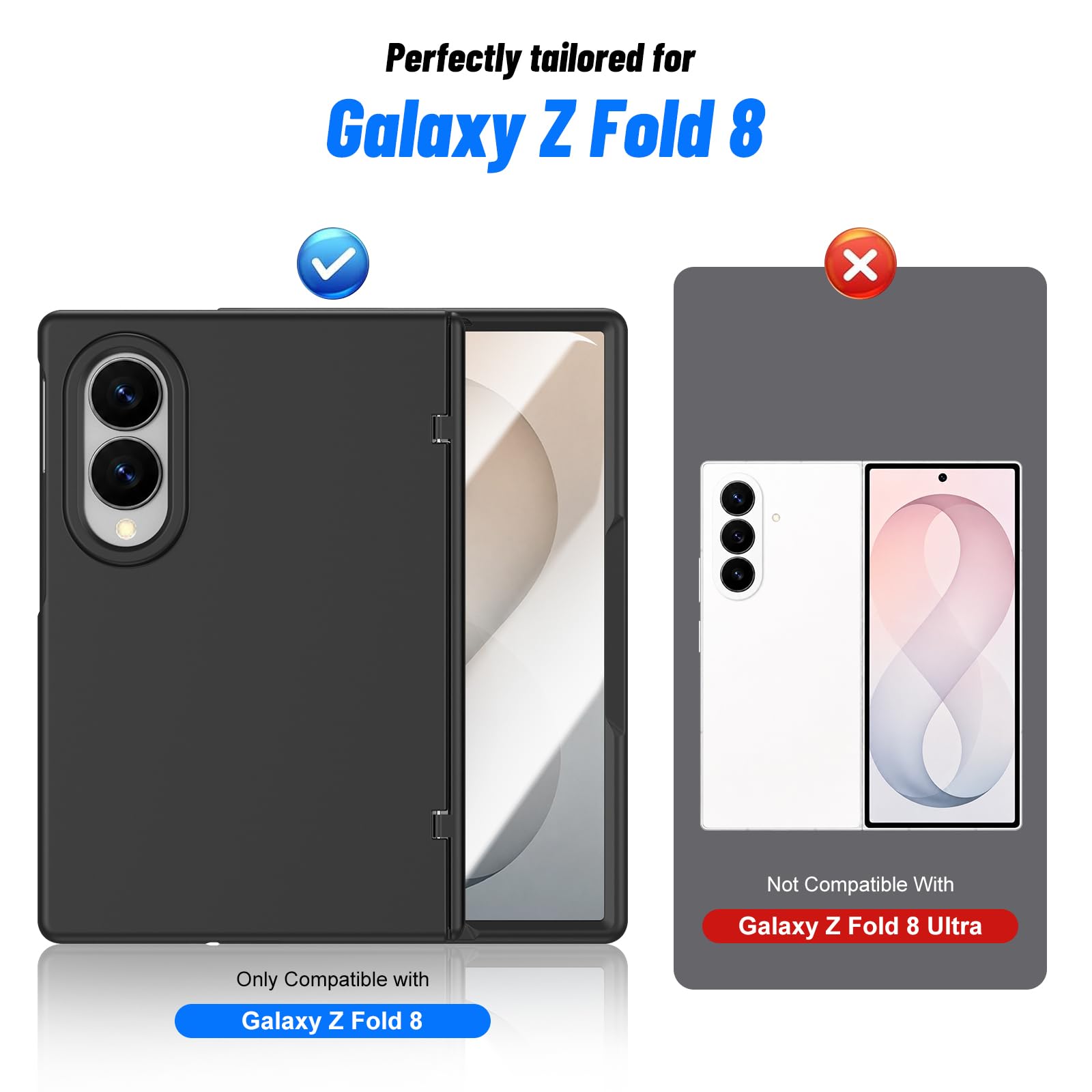 Carcasa para Samsung Z Fold 8 Magnética Película Integrada Carga Inalámbrica, Negro | Película protectora integrada, acabado suave mate, funda antigolpes antiarañazos