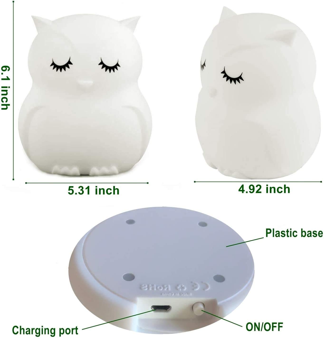 Tianhaixing Animal-Shaped Big Night Light for Children Adults Rechargeable LED Soft Silicone BPA Free Bedside Lamp Adjustable Brightness — view 4