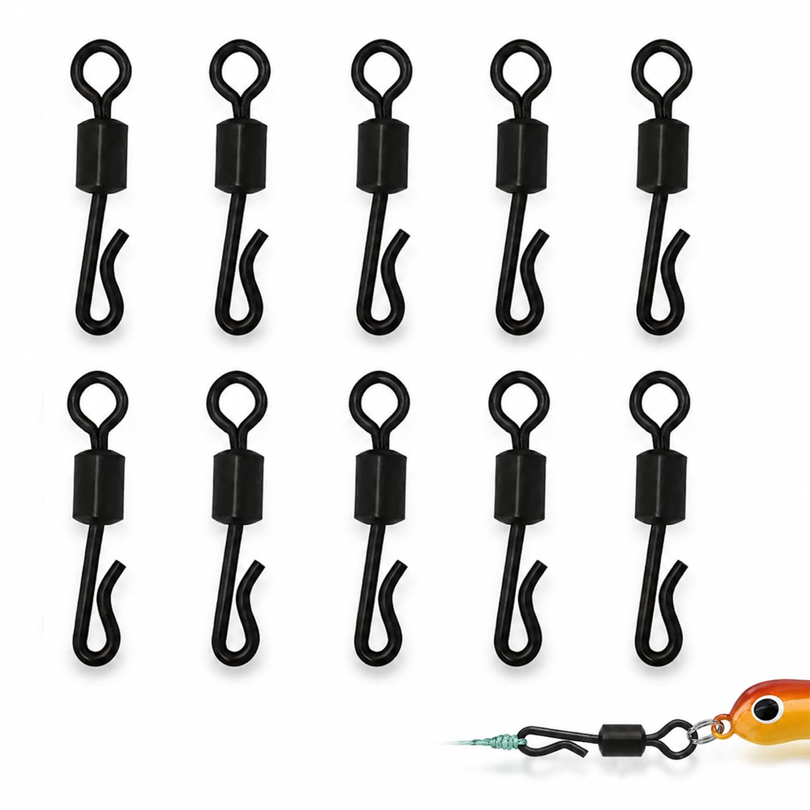 XZJDGBZA Quick Change Carp Fishing Swivels Size 8, 10 Pack