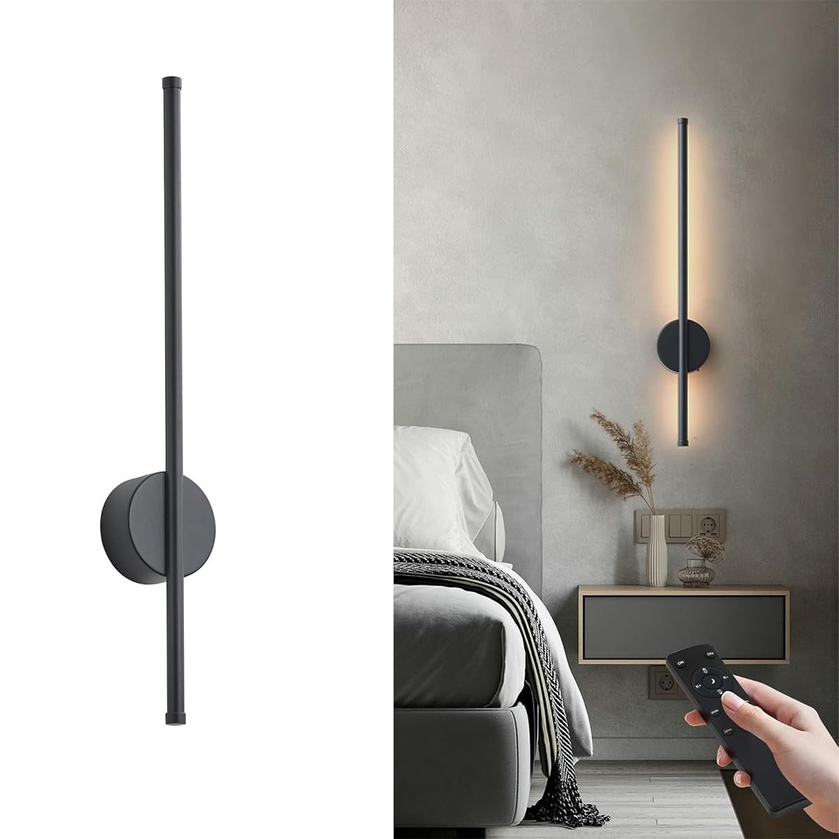 ELEPHANTBOAT® 3-Color Wall Lights for Living Room, LED Wall Sconce 23.6in USB Rechargeable Dimmable Long Lamp Set with Remote & Touch Control, Wall Lights for Home Decoration-picture-13