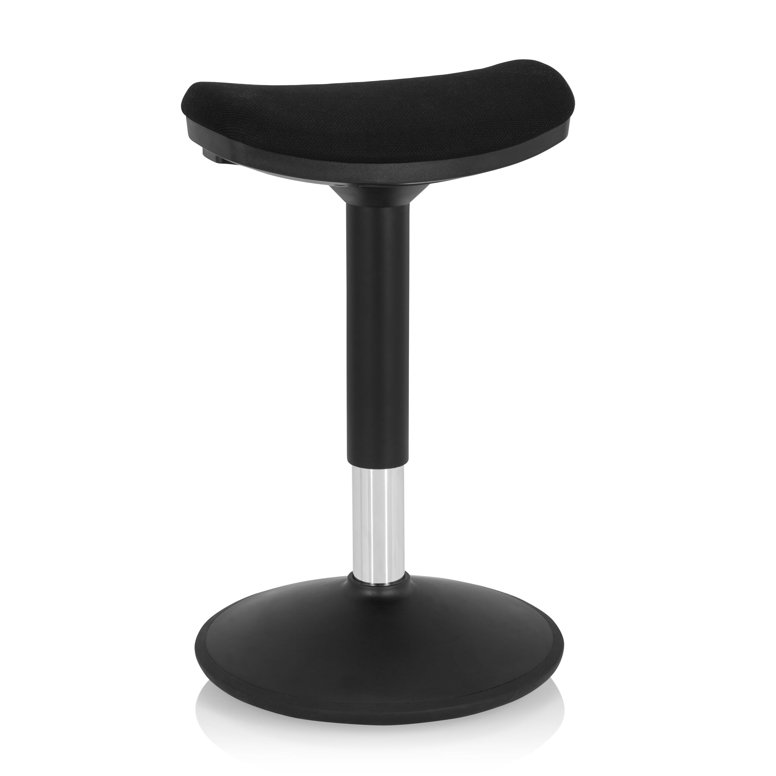 hjh OFFICE 830094 Tabouret Balance Sit I B Noir Tissu, Tabouret Assis Debout, Ergonomique, Réglable en Hauteur, pour Une Position Assise équilibrée et Active