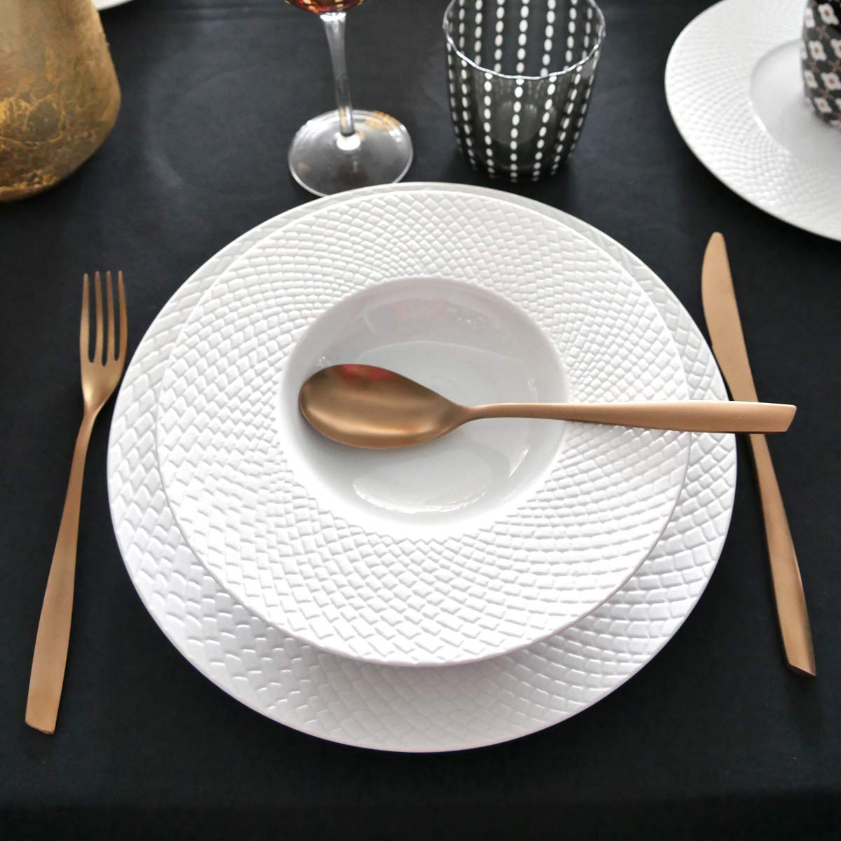 Bruno Evrard - Cubiertos de mesa (acero inoxidable 18/10, 24 piezas), color cobre mate