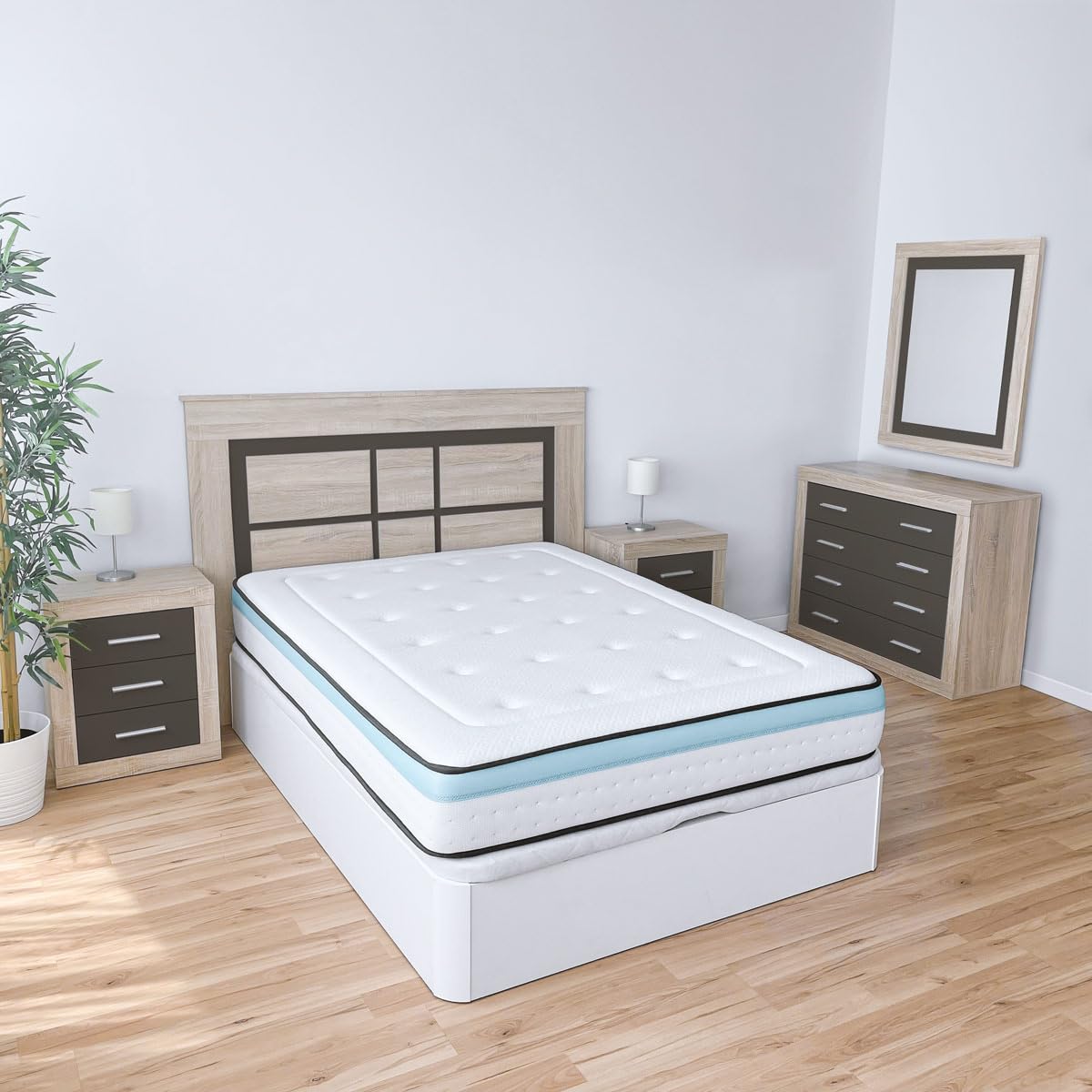 amuéblate online - Cabecero Nórdico Indiana de 160 x 120 cm | Práctico y Elegante | Fácil de Montar, Colores Cambria y Grafito (para Cama de 135-140 o 160)