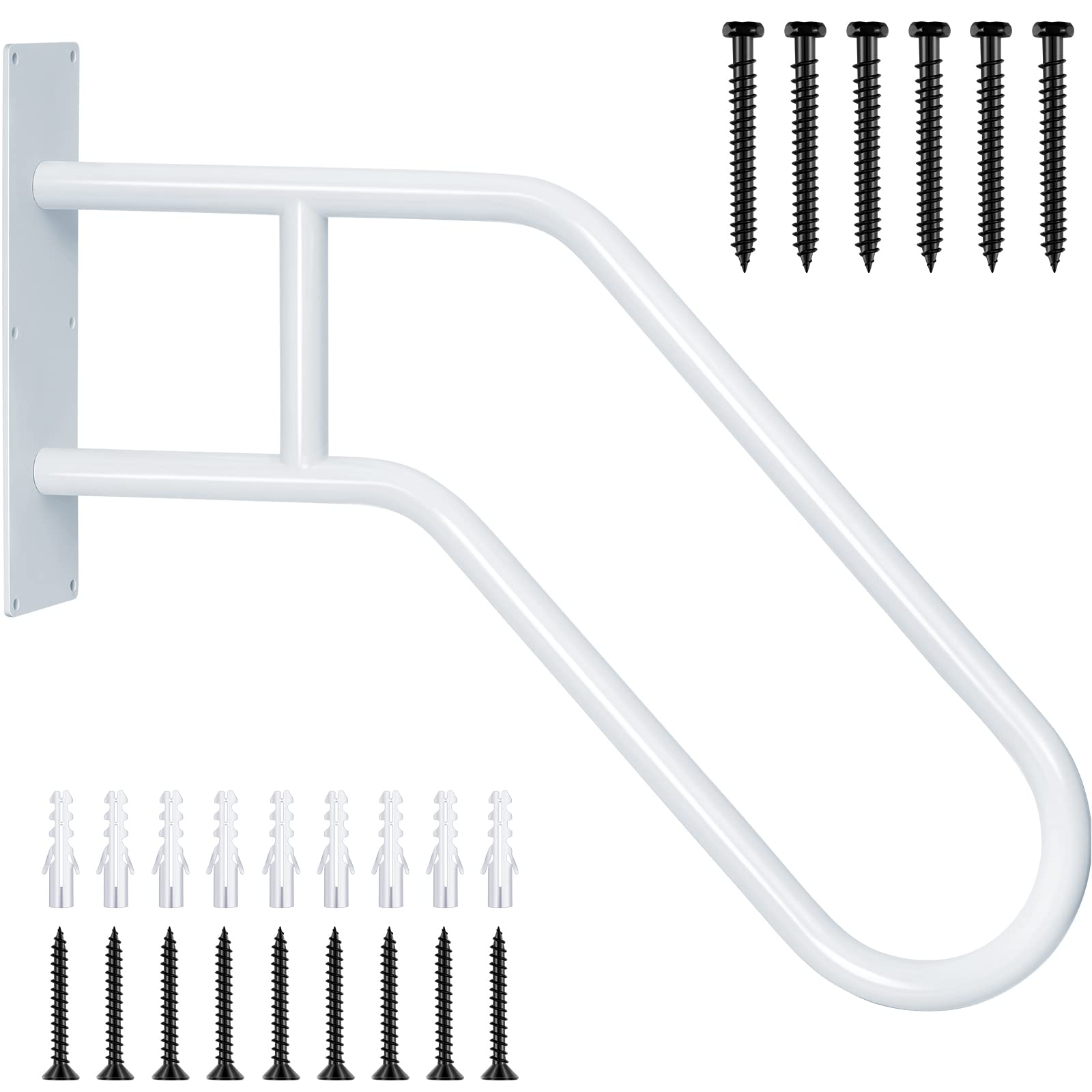 Outdoor Handrail Garage Railing Wall Mount Hand Rail Matte Finished Stair Railing Handrails for Outdoor Steps Garage Porch Garden Safety Grab Bar