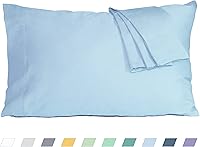 Vista 29 de Juego de 2 fundas de almohada estándar de tejido de percal de algodón tamaño Queen, preencogidas, transpirables e hipoalergénicas, juego de 2