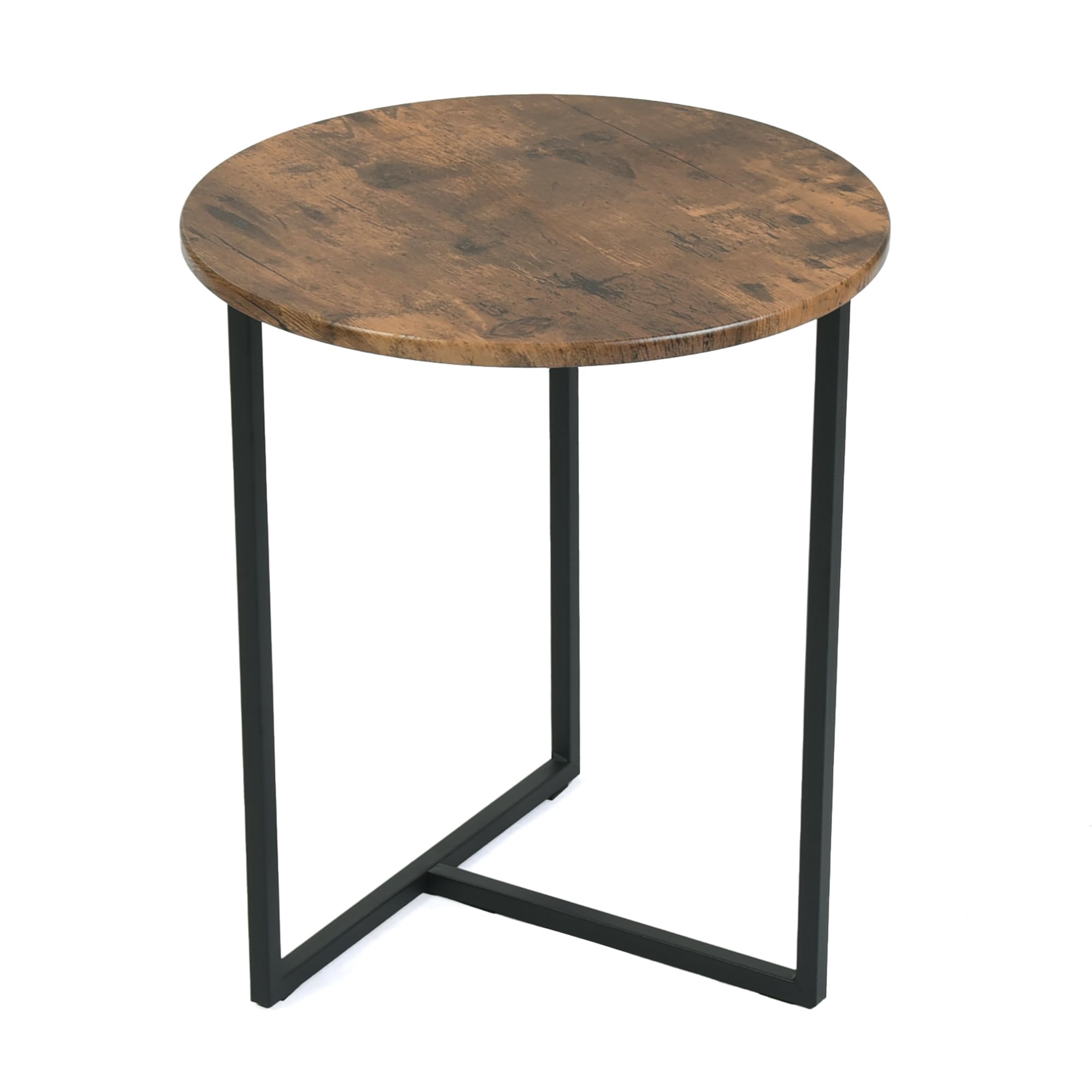 MEUBLE Cosy Juego de 2 Mesas de Café Auxiliares para Sala de Estar, Mesita Nido en Madera de Ingeniería y Metal, Estilo Industrial, Marrón