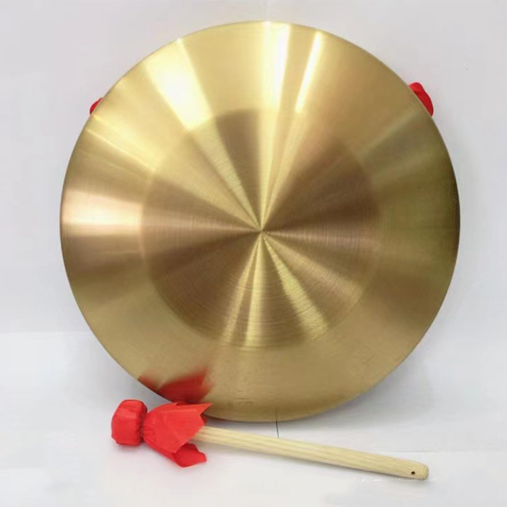 instrumento de percusión chino gong de bronce, Auténtico gong de viento chino, instrumento de percusión, gong de latón con madera(38cm)