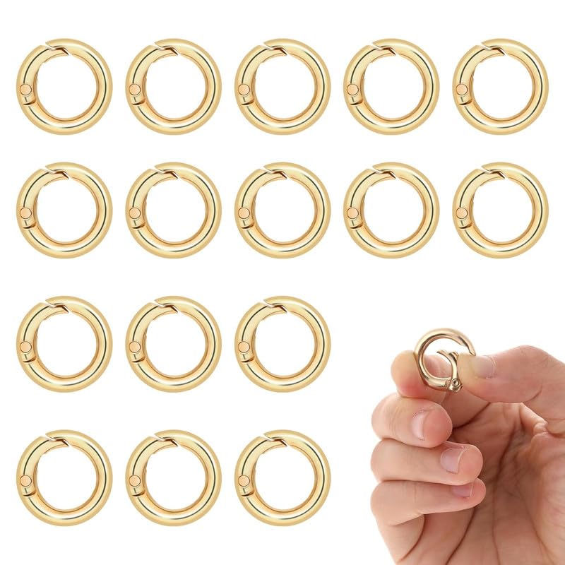 6pcs 29mm Zinc Alloy Round Spring Snap Hooks Clip DIY Accessories for Handbag Purse Shoulder Strap Key Chains,Circle Metal Key Ring Buckle (Golden)-image-27