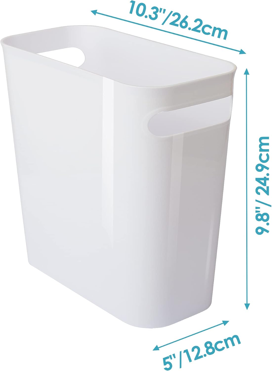 Vtopmart 4 Pack Plastic Small Trash Can, 1.5 Gallon/5.7 L Office Trash Can, White Trash Bin with Built-in Handle, Slim Waste Basket for Bathroom, Bedroom, Home Office, Living Room, Kitchen