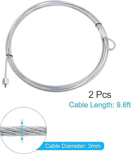 Miniatura 2 de uxcell Cable de alambre de resorte de torsión de 0.118 in de diámetro, 2 unidades, 9.6 pies, 9.2 ft, acero galvanizado