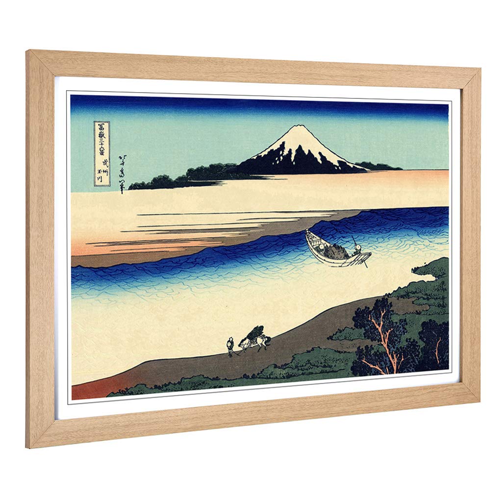 Big Box Art Framed Print of Hokusai Japanese Oriental Musashi Province Design | Wall Art Picture | Home Decor for Kitchen, Living Room, Bedroom, Hallway, Oak, A2 / 24.5x18 Inch / 62x45cm