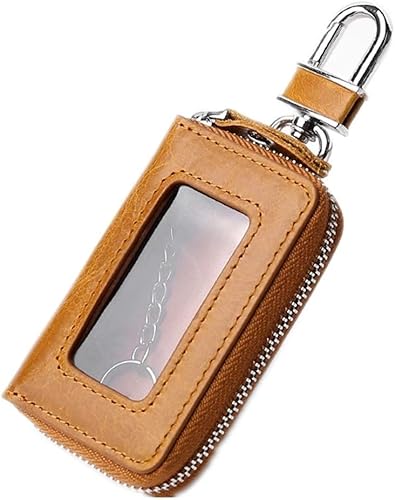 Miniatura 3 de BAKUN Mini funda de cuero premium para llaves de coche, llavero inteligente para coche, cartera con cremallera para llavero remoto
