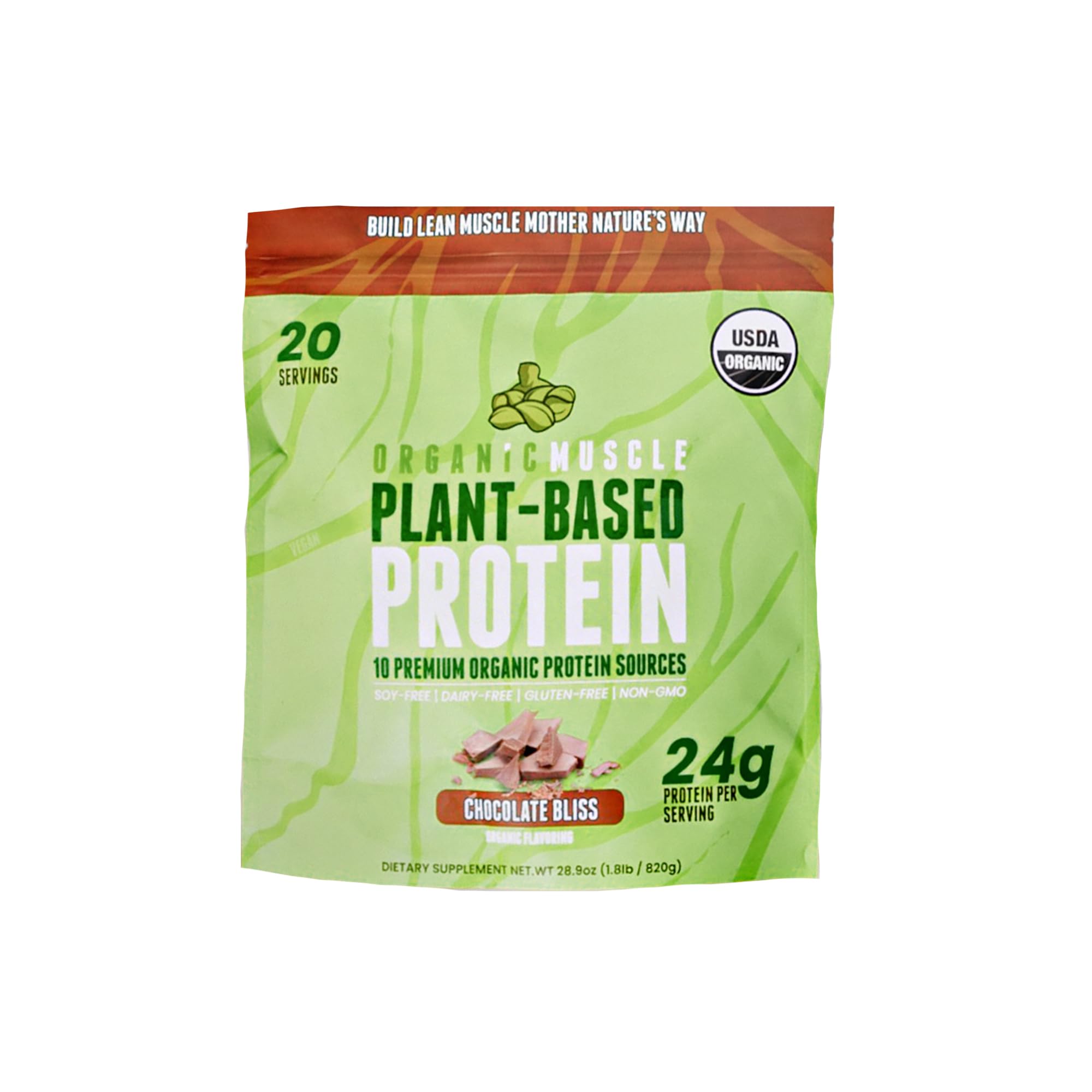 Organic Vegan Protein Powder - Plant Based Chocolate Protein Powder with Pea, Hemp, Brown Rice, Chia Seed & Amino Acids - Low Calorie for Muscle Growth & Speed Recovery by Organic Muscle