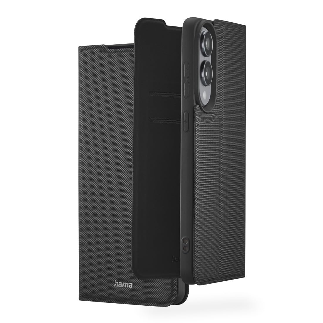 Hama Mobile Phone Case for Samsung Galaxy S25 Edge with Card Slot, Stand Function, Extra Protection for Screen and Camera, Magnetic Flip Case, Soft Black