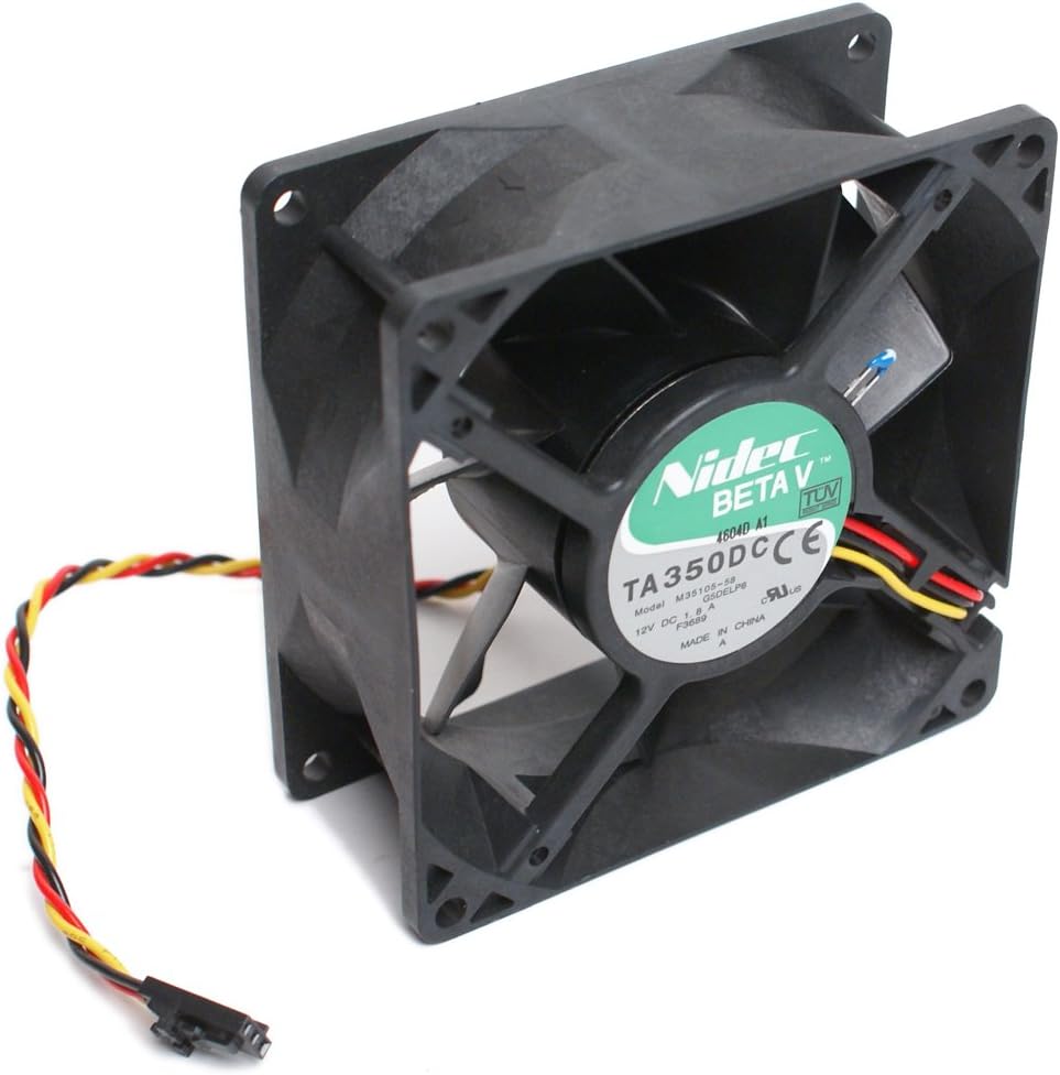 NIDEC BetaV TA350DC Quiet Case Cooling Thermal Sensor Fan 12V 1.8A, 3-Pin (3-Wire Lead), 90mm x 90mm x 38mm, Compatible Model Number: M35105-58