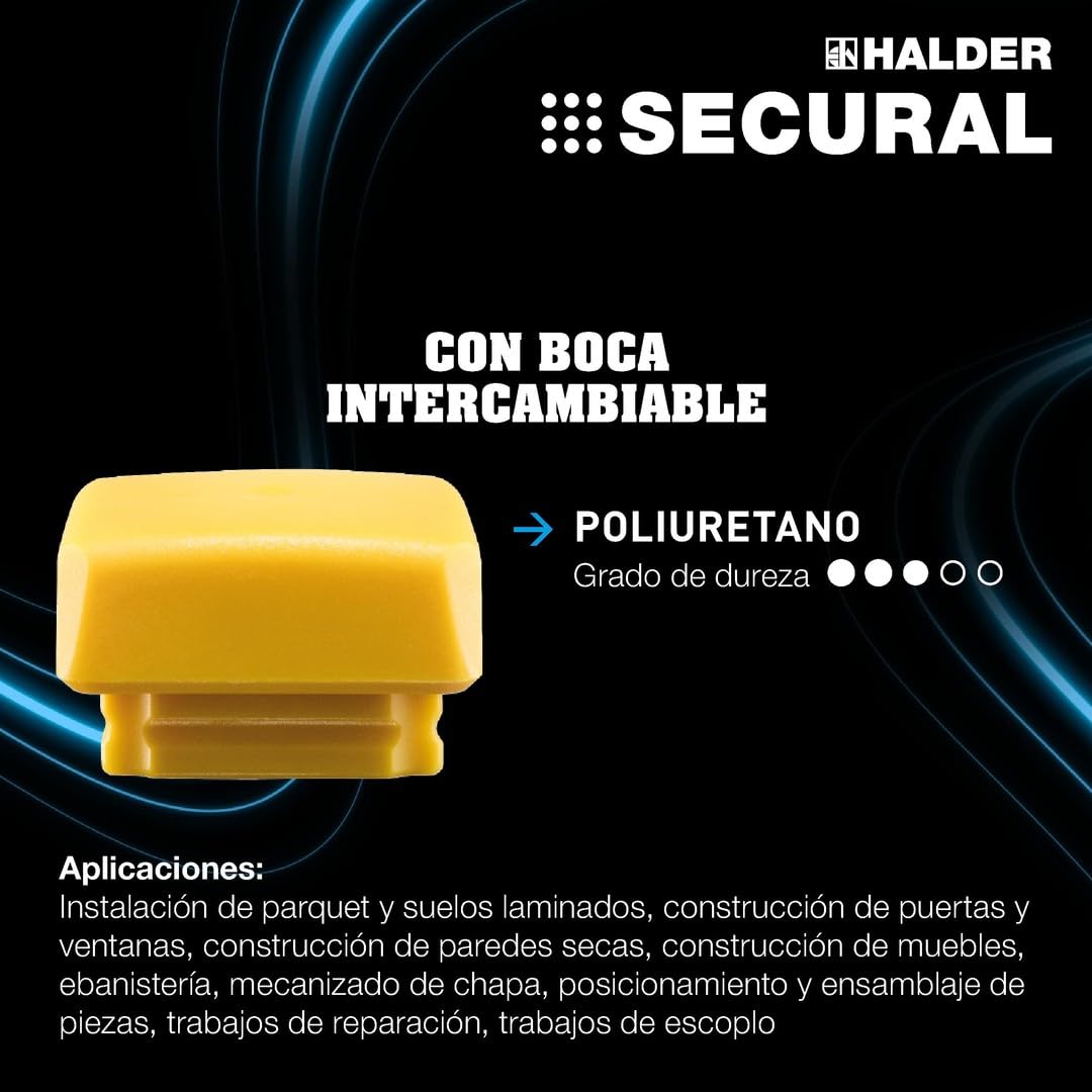 Martillo de impacto SECURAL Plus, cabeza y mango irrompibles de una pieza de acero, insertos rectangulares, con mango especial, 30 mm x 40 mm, 3380.140