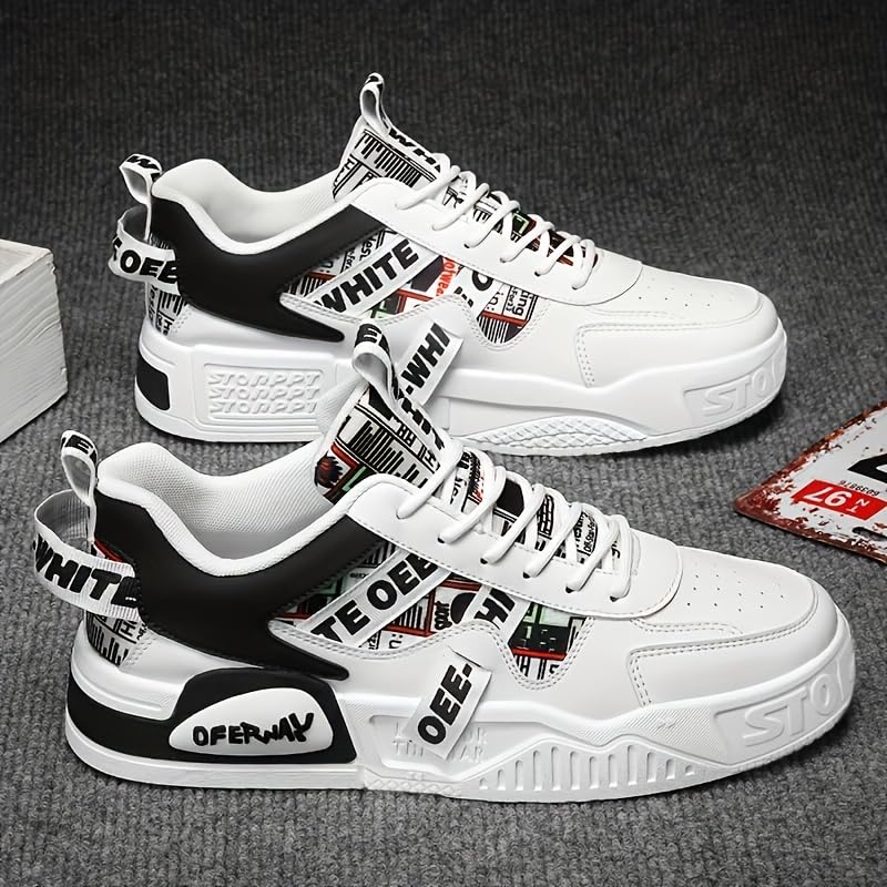 Men's Trendy Platform Skateboard Shoes with Letter Pattern for Outdoor Walking, Jogging, and Traveling2