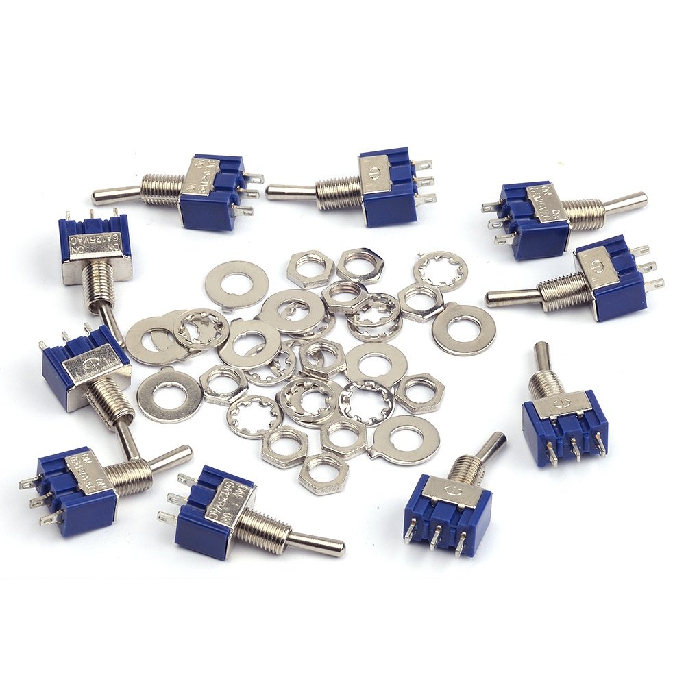 CylewetMTS102 AC 125V 6A On/On 3 Pins 2 Positions Mini Toggle Switch Single Connection for Arduino (Pack of 10) CLW1015