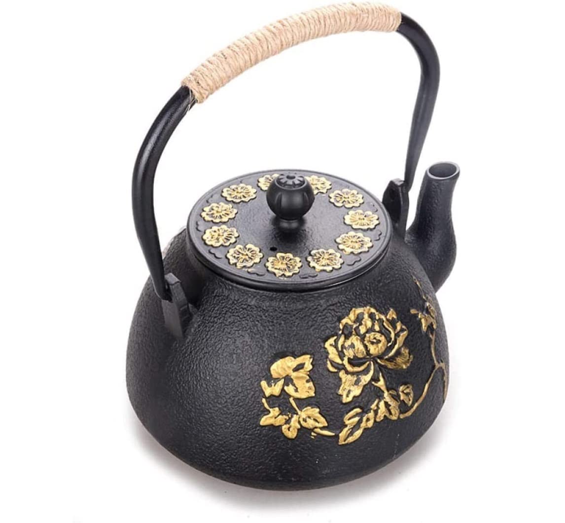 Tetera Tradicional,China Tetera De 40oz/1,2 litros con Infusor, Hierro Fundido, Artesanía Japonesa, Agua Hervida Sin Recubrimiento, Crudo Amante(A)
